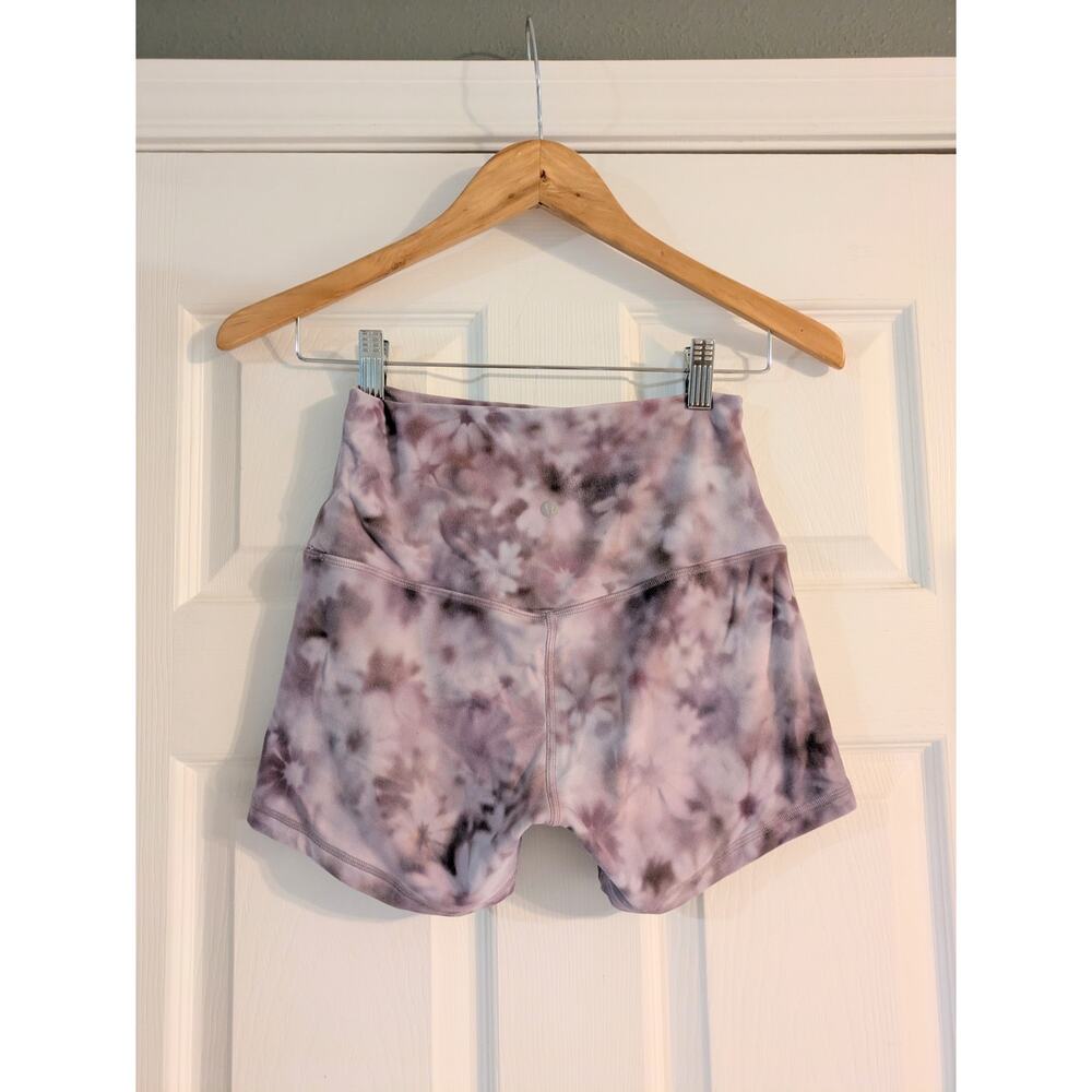 Lululemon Align High-Rise Short 4" Purple Floral Tie Dye Nulu LW7CLAS Size 6 - Picture 3 of 4